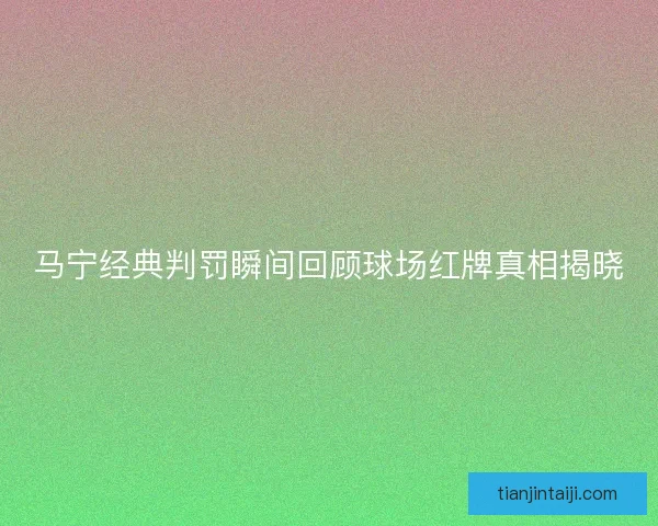 马宁经典判罚瞬间回顾球场红牌真相揭晓 马宁经典判罚瞬间回顾球场红牌真相揭晓